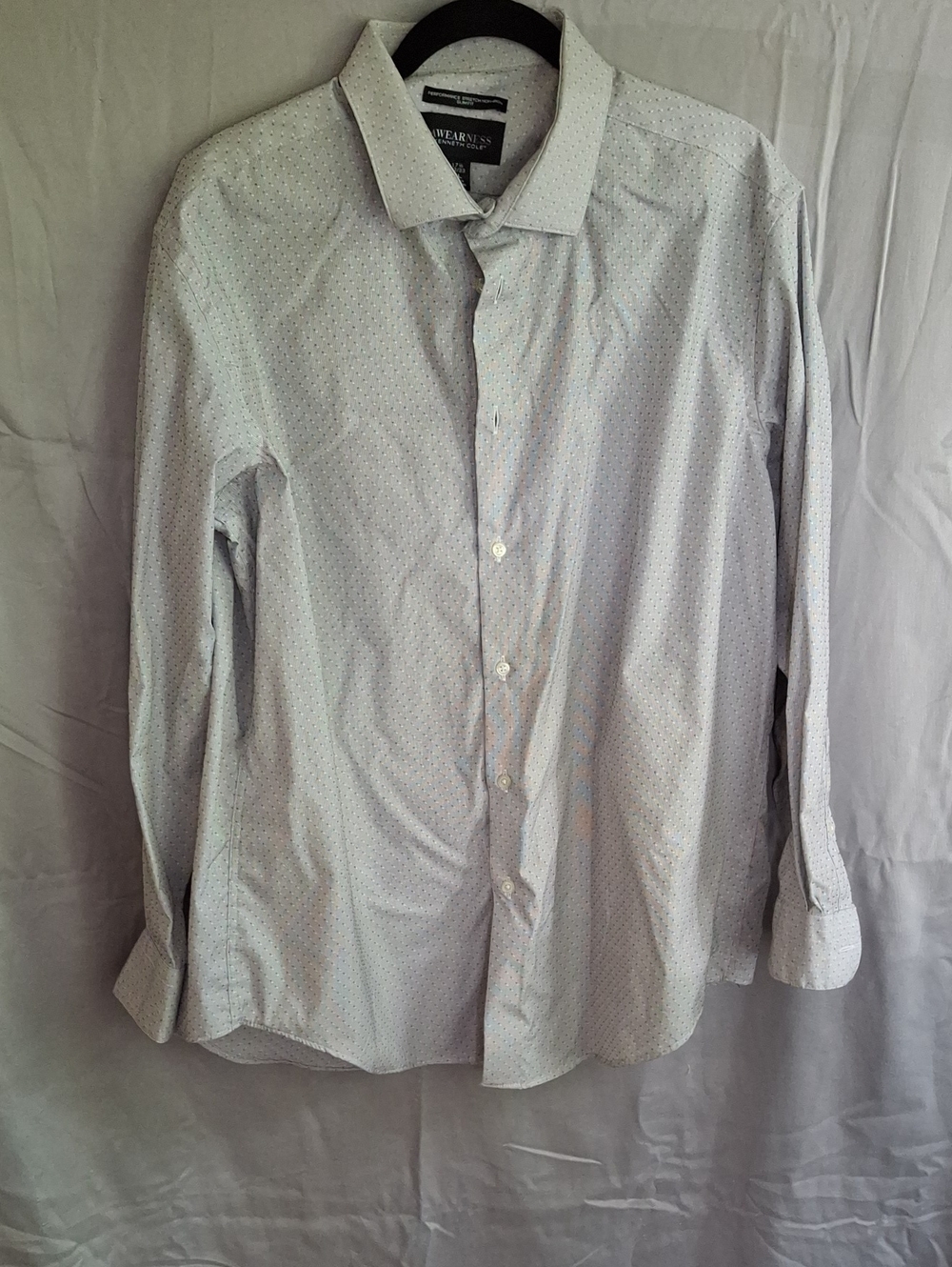 Kenneth Cole Light Gray Dot-Pattern Dress Shirt